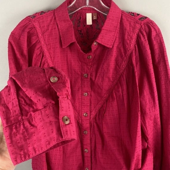 Anthropologie Pilcro Lace Back Western Buttondown Size Medium - Picture 10 of 16